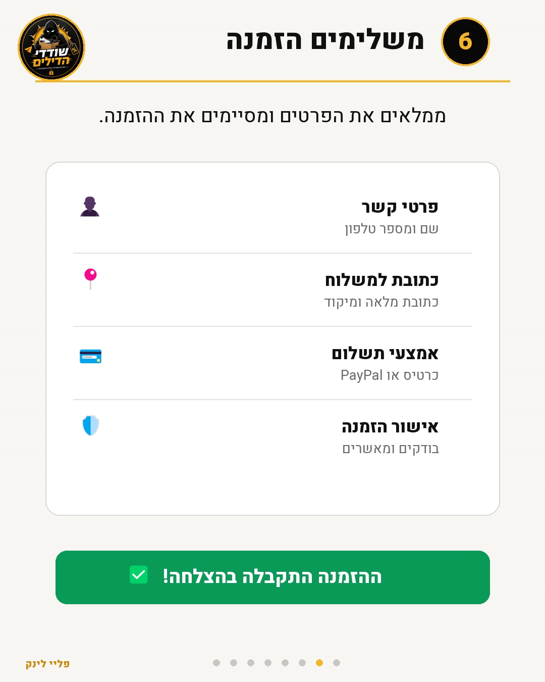 מדריך מילוי פרטי קשר כתובת ואמצעי תשלום